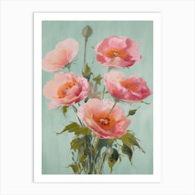 Roses Flowers Acrylic Painting In Pastel Colours 13 Art Print