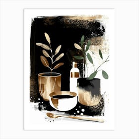 Gold And Black Abstract Painting 119 Art Print