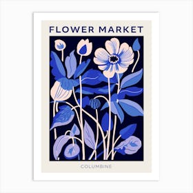 Blue Flower Market Poster Columbine 4 Art Print