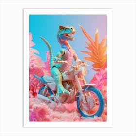 Pastel Toy Dinosaur On A Moped 2 Art Print