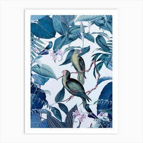 Blue Tropical Birds Art Print