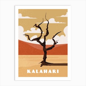 Kalahari desert. Botswana, Namibia — Retro travel minimalist poster Art Print