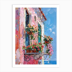 Balcony Painting In Amalfi 2 Art Print