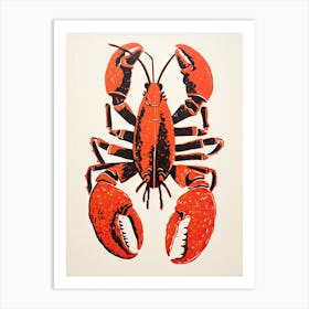 Lobster, Woodblock Animal  Drawing 2 Art Print