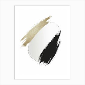 Black And Gold Brushstrokes Art Print