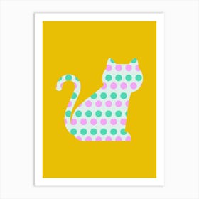 Geometric Cat - Polka Dot Art Print