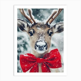 Deer In The Snow 4 Art Print