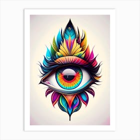 Psychedelic Eye, Symbol, Third Eye Tattoo 6 Art Print