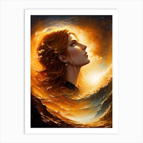 Woman In Flames Art Print