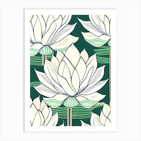 Lotus Flower Repeat Pattern Minimal Line Drawing 3 Poster