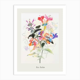 Bee Balm Collage Flower Bouquet Poster Art Print