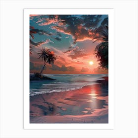 Sunset At The Beach 13 Art Print