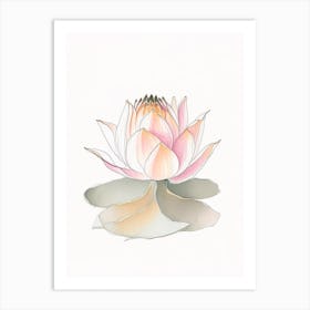 Lotus Flower, Buddhist Symbol Pencil Illustration 2 Art Print