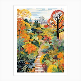 Royal Botanic Garden Edinburgh, United Kingdom In Autumn Fall Illustration 1 Art Print