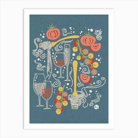 Pasta Paradise [navy] Art Print