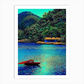 Koh Chang Thailand Pointillism Style Tropical Destination Art Print