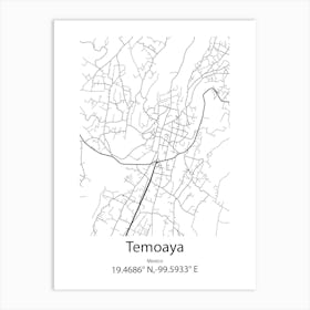 Temoaya,Mexico Minimalist Map Affiche