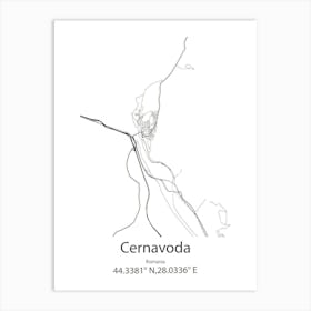 Cernavoda,Romania Minimalist Map Art Print