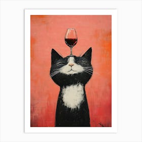 Cat Balances Wine 4 Art Print