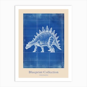 Stegosaurus Dinosaur Blue Print Inspired Poster Art Print