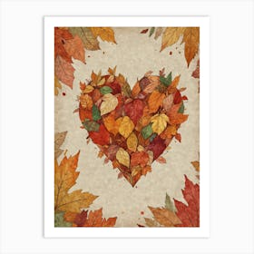 Autumn Leaves Heart 5 Art Print