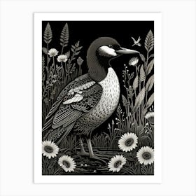 Bird Linocut Common Loon 5 Art Print