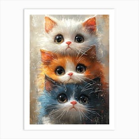 Cute Cats Stacked Together 14 Art Print