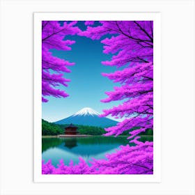 Pink Cherry Blossoms Cherry Blossoms Mount Fuji Japan 2 Art Print