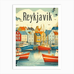 Aihrgdesign A Classic 1960s Travel Poster For Reykjavik 4 Art Print