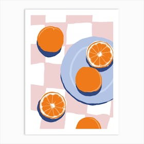 Food Illustration Oranges Pink Preppy Contemporary Kitchen Art Print