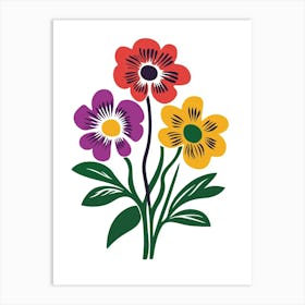 Flowers On A White Background 1 Art Print