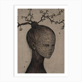 Woman With Branches On Her Head Art Print