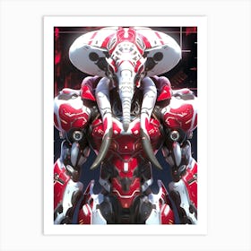 Red And White Elephant Art Print