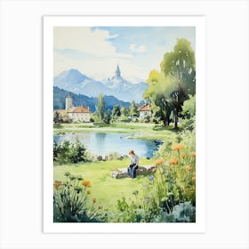Volksgarten Austria Watercolour Painting 3  Art Print