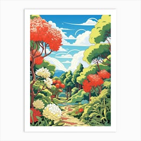 Rikugien Gardens Japan Illustration 1  Art Print