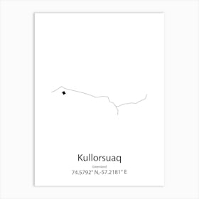 Kullorsuaq,Greenland Minimalist Map Art Print