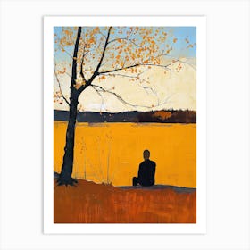 Man Sitting Under A Tree, Sweden Art Print