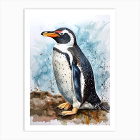 Humboldt Penguin Andrews Bay Watercolour Painting 2 Art Print