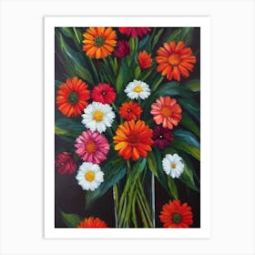 Gerberas Still Life Oil Painting Flower Art Print