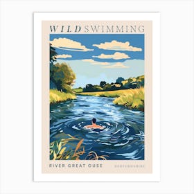 Wild Swimming At River Great Ouse Bedfordshire 1 Poster Art Print
