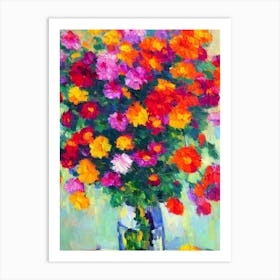 Chrysanthemum Floral Abstract Block Colour 1 Flower Art Print