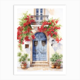 Palma De Mallorca, Spain   Mediterranean Doors Watercolour Painting 1 Art Print