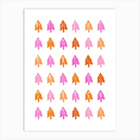 Forest Trees Pink and Orange Art Print