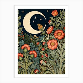 William Morris Moon And Flowers 2 Art Print