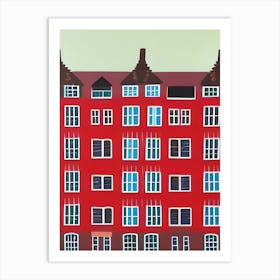 Red Brick Tall Houses Nordic Scandinavian Windows And Chimneys Art Print