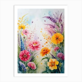 Watercolor Of Flowers 4 Art Print