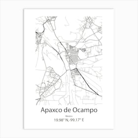 Apaxco De Ocampo,Mexico Minimalist Map Art Print