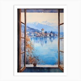 Winter Cityscape Lake Bled Slovenia 2 Art Print