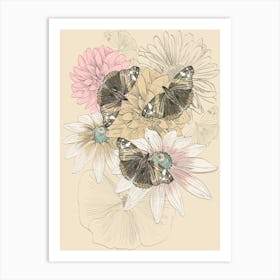 Butterflies And Flowers Art Print