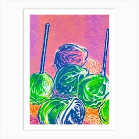 Brussels Sprouts Risograph Retro Poster vegetable Art Print